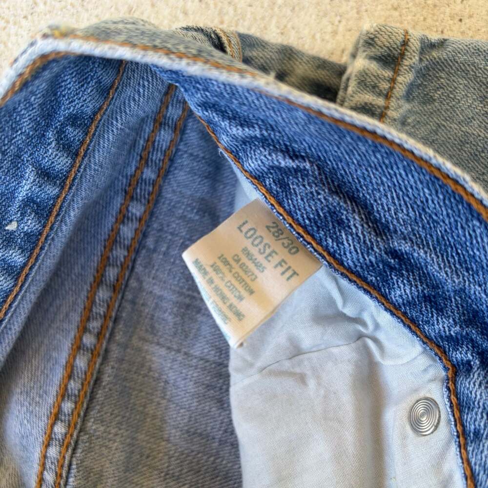 Y2k American Eagle Loose Fit Distressed Blue Denim Jeans Size 28/30 - Picture 6 of 6